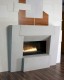 The 53 1/2" high stone mantel is available in four colors, two opening widths and two overall heights