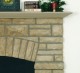 the Arch stone mantel with wood shelf.