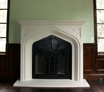 The Lancet Stone Mantel, pure Tudor styling (custom doors not included)