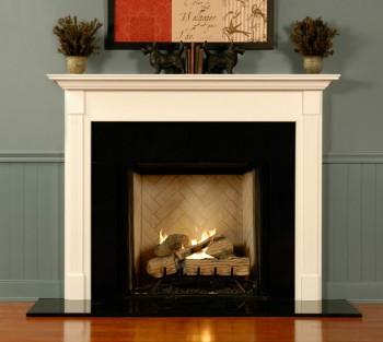 The St James mantel shown in semi gloss white.