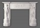 Neoclassical styling marks the Canova marble mantel.  Antonio Canova inspired Dancing Girls, and a center freize depicting goddess of dawn Aurora leading sun god Apollo. Available in White Limestone.