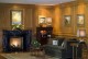 A marble fireplace mantel is a fine focal point
