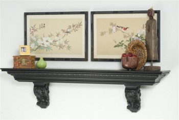 Arcadian shelf with hand carved corbels.