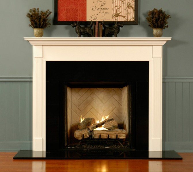 The St James mantel shown in semi gloss white.