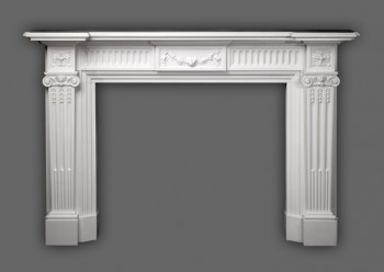 The Federal manrble mantel shown in Italian Bianco.