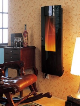 Modern styling wall mounted electric fireplace.