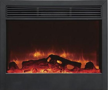 D39" Electric Fireplace, features realistic flames, space heater (5,000 Btu's at High) and a remote control. Inserts into a cabinet, a mantel or into the wall. Approximately 39"W x 32"H x 8"D