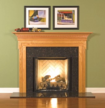 The Nasborough fireplace mantel shown in oak.
