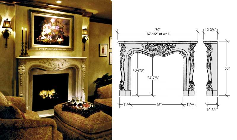 Chapelle Louis XV French Stone Fireplace mantel