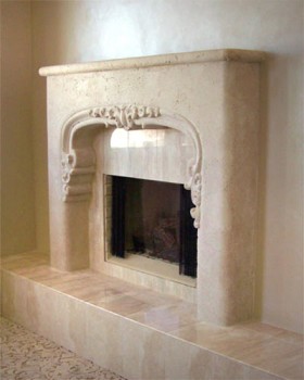 Venetion thin cast stone mantel.