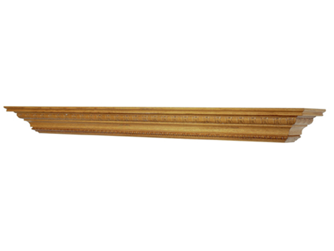 The Highland Mantel Shelf has egg and dart molding.  Shelf available is in Oak/Nutmeg