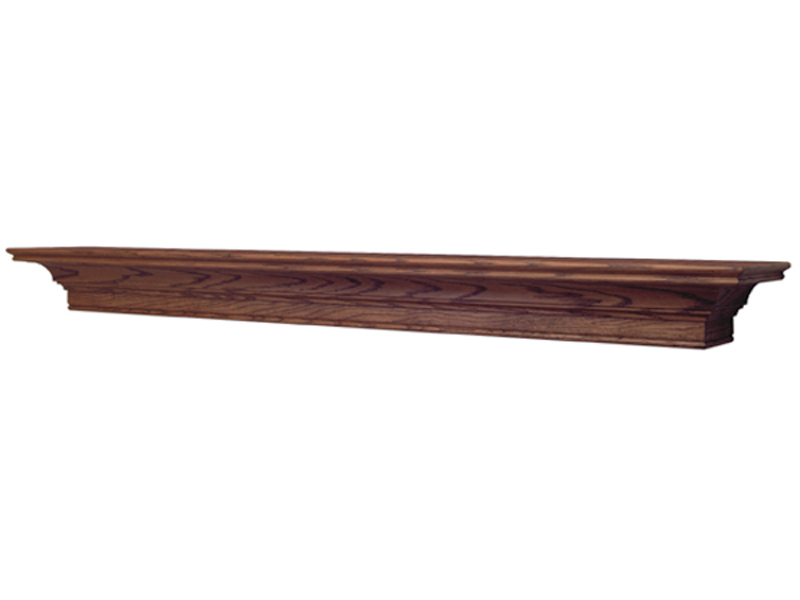 The Strausburg fireplace mantel shelf shown in oak.