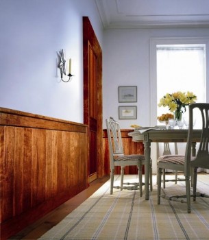 Classic Rustic wainscoting shown in dining room.