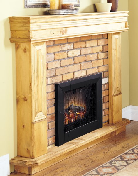 Installed in a fireplace opening, the DFI23TRIMX firescreen trim package finishes the installation of a DFI2309 or DFI2310 Insert or use it to conceal years of fireplace use. (note:  brick facing and wood mantel/hearth not included.)