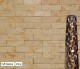 Miniere Dore 1 x 3 split face tiles, with earthtone colors including sand, rust and an occasional hint of cream.