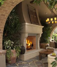 Santa Ana Stone Mantel Outdoor Installation
