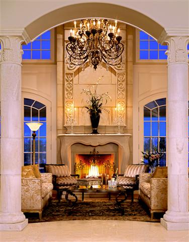 Lorraine stone fireplace mantel