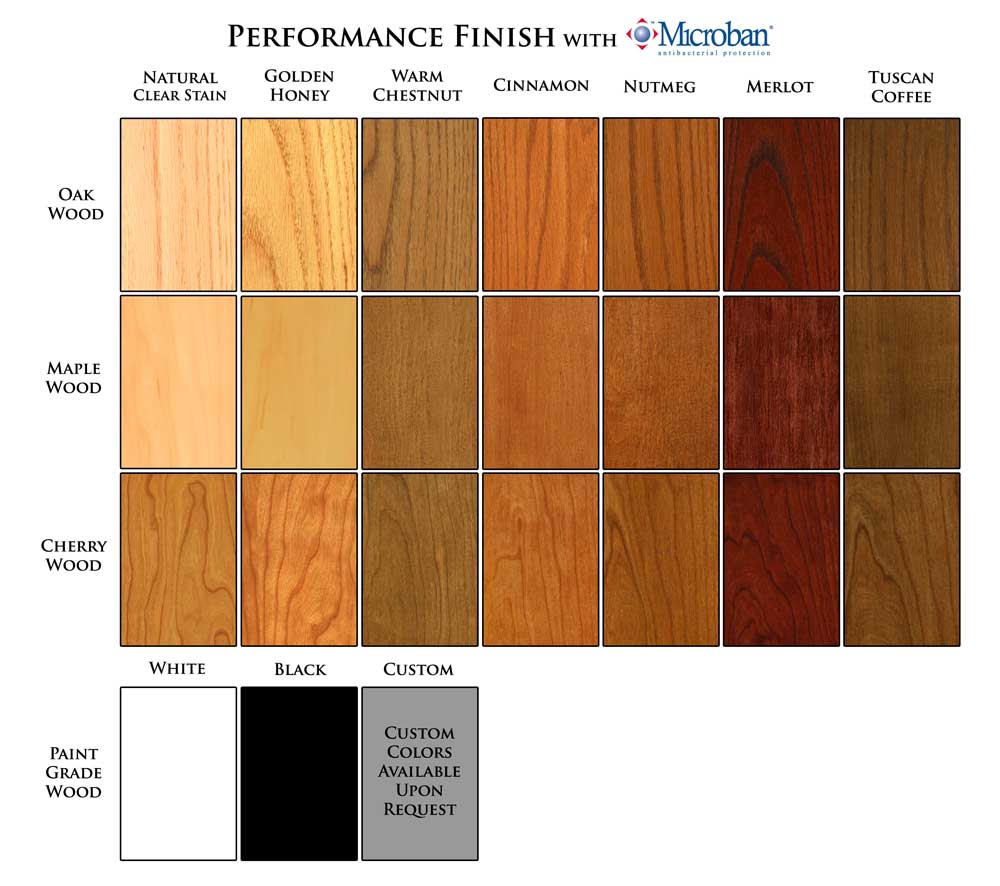 Wood and Finishes Selection Chart for New England Classic 